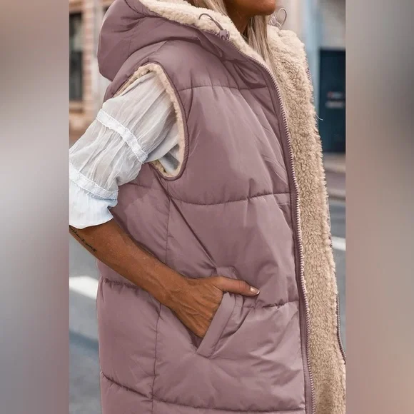 Zip-Up Longline Hooded Vest